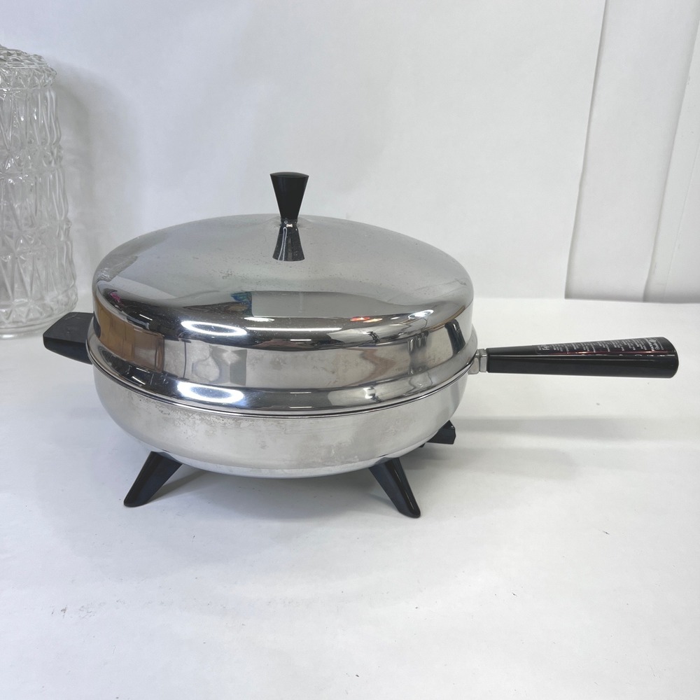 Vintage Farberware 310-A 12" Electric Fry Pan Skillet Dome Lid USA-Made Tested